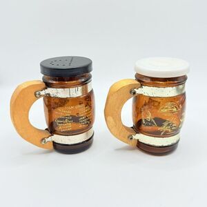 Las Vegas & California Souvenir Salt & Pepper Shakers Glass Barrel Set Vintage‎
